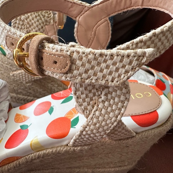 ✨ NIB Cole Haan Citrus Fruit Espadrille Wedge Sandals – Oxford Blue, Size 10.5B - Picture 9 of 11